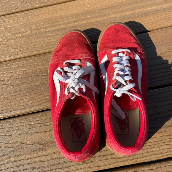 Red Vans Old Skool with Gum Bottom Size 9, Gently Used - Picture 6 of 6